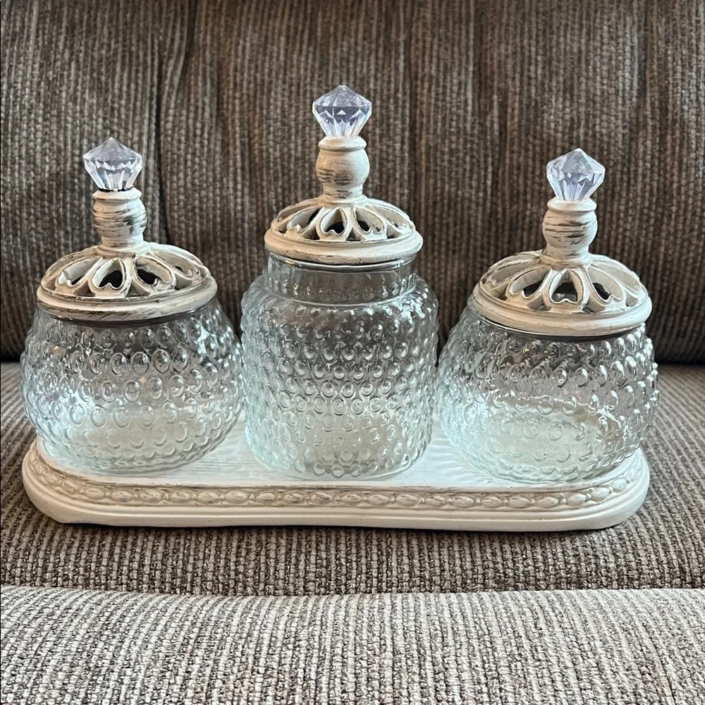 Kirkland Elegant Glass Jar Set with Tray - Picture 1 of 1